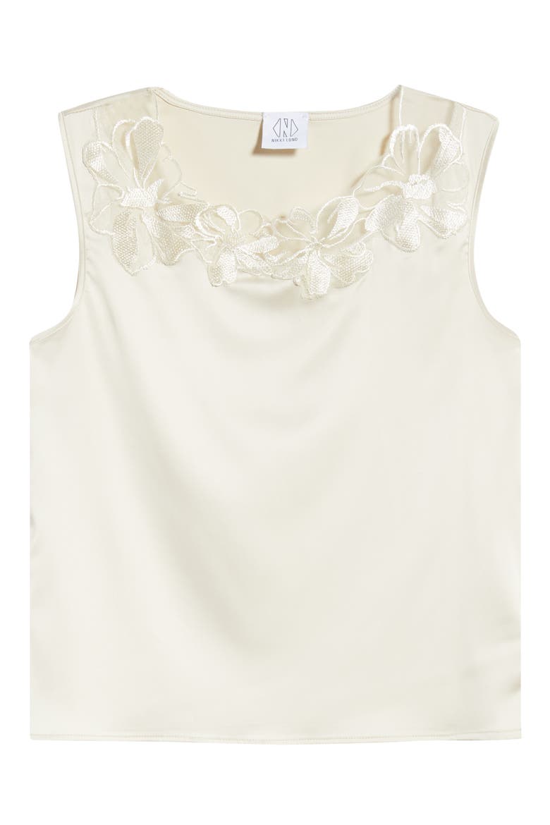 Camille Sleeveless Floral Appliqué Top, Alternate, color, CREAM