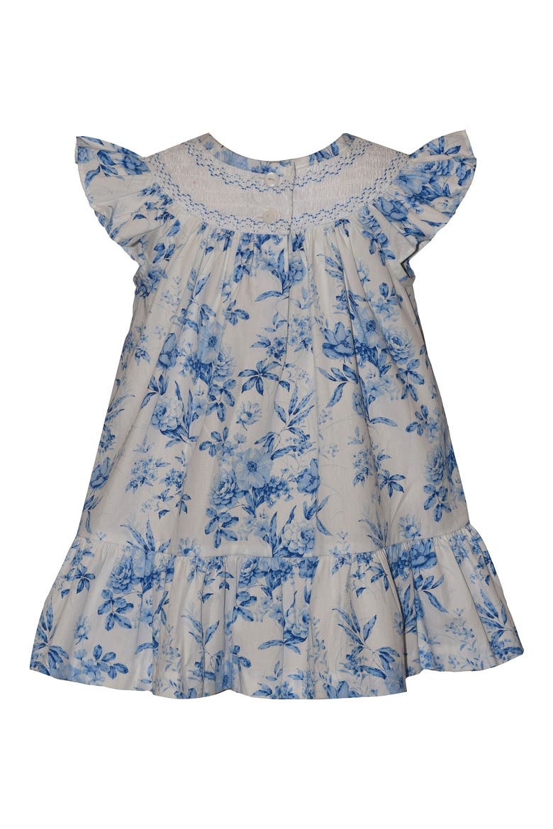 Kids' Floral Smocked Yoke Cotton Party Dress, Alternate, color, BLUE