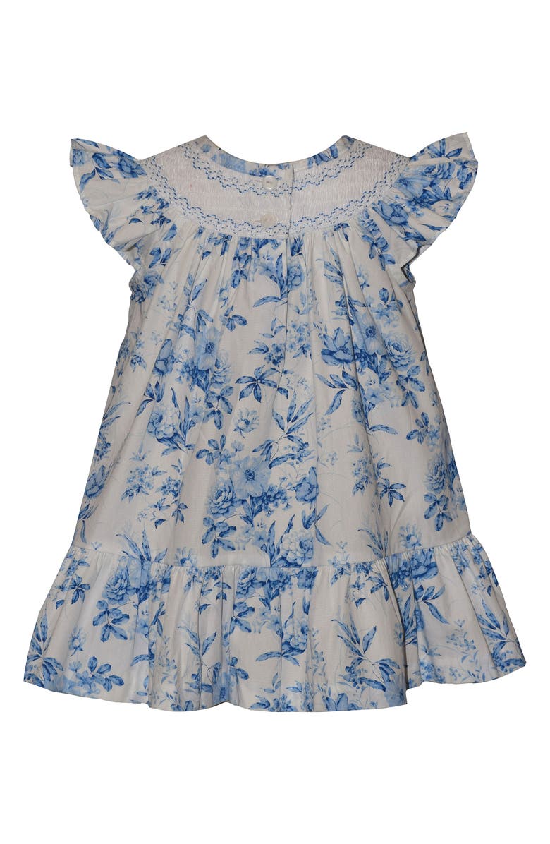 GERSON & GERSON Kids' Floral Smocked Yoke Cotton Party Dress, Alternate, color, Blue