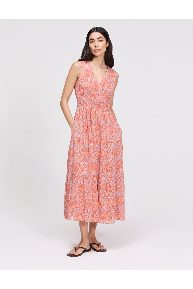 Shannon Cotton Tiered Midi Dress, Alternate, color, Orange Paisley