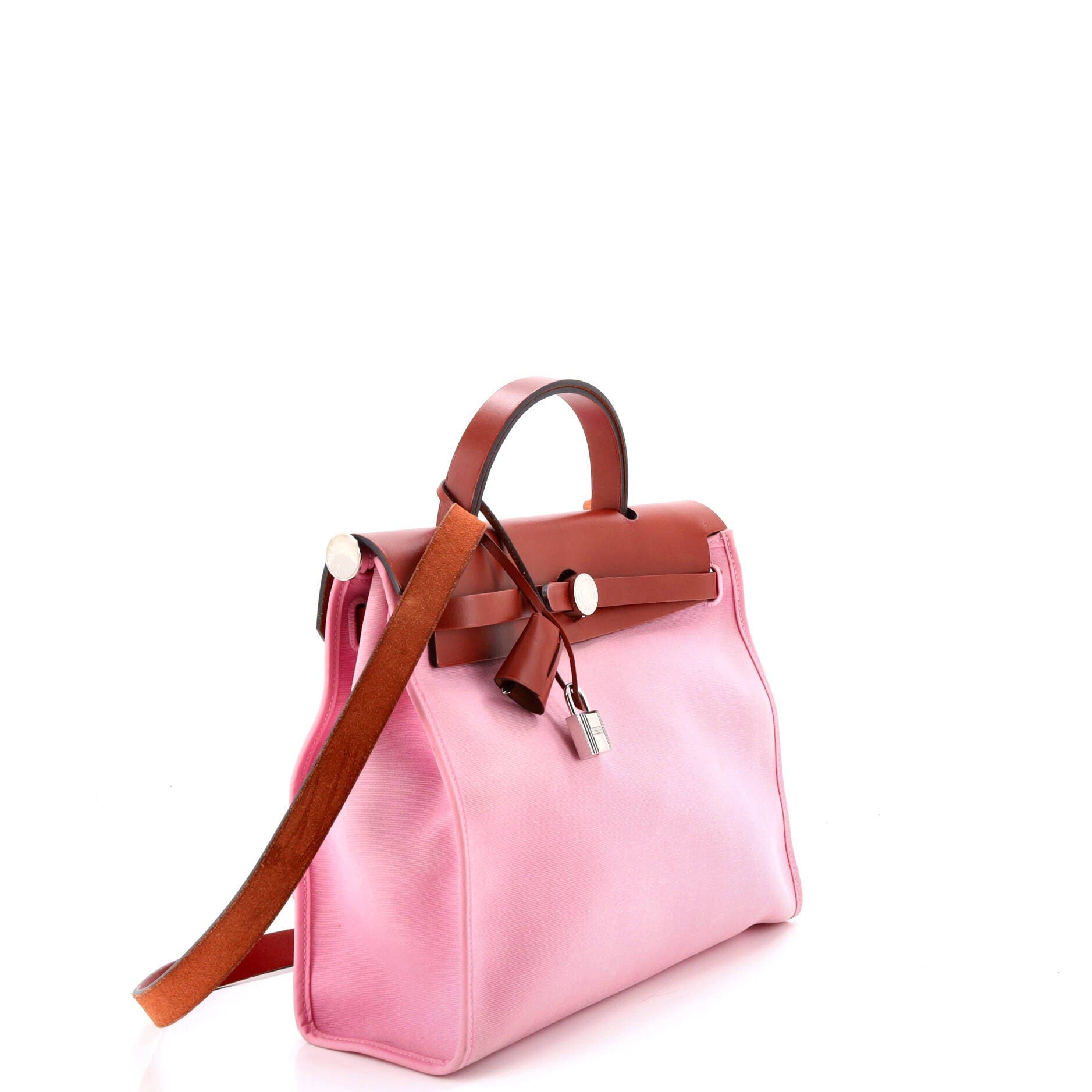 Pre-Owned Hermes Herbag Zip Leather and Toile 31, Alternate, color, Mauve Sylvestre