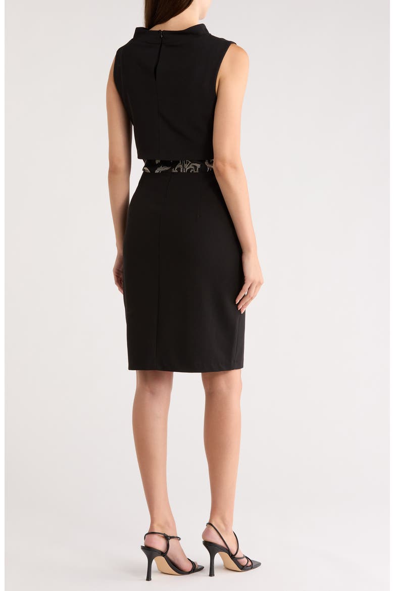 Embroidered Mock Neck Dress, Alternate, color, BLACK/GOLD