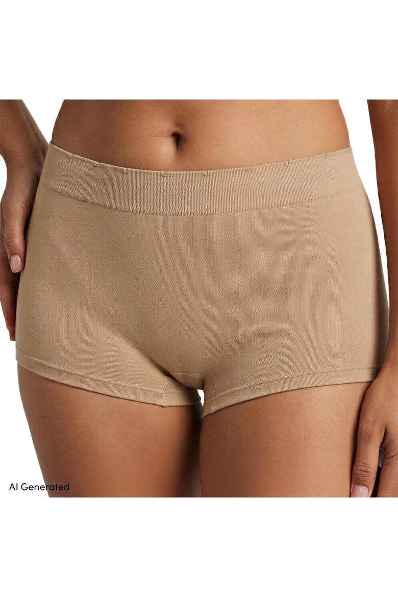 Mid Rise Boyshort Soft Fit Seamless 3 Pack Panties, Alternate, color, Clay Bisque Pk