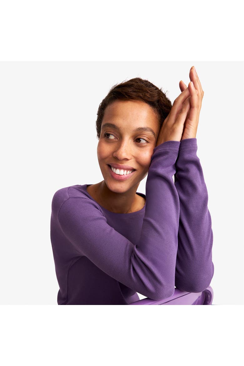 Women's Fit Long Sleeve Rib Tee, Alternate, color, Vintage Grape