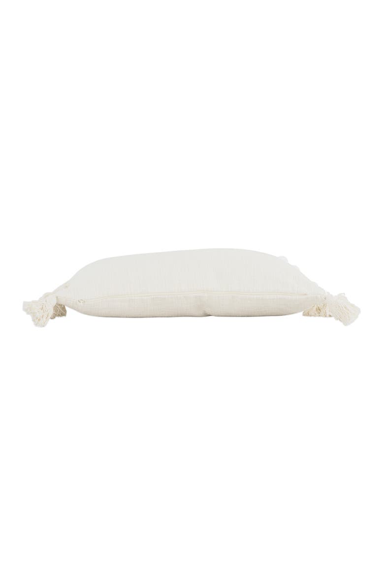 Woven Cotton Slub Lumbar Pillow with Tassels, Cream, Alternate, color, Cream