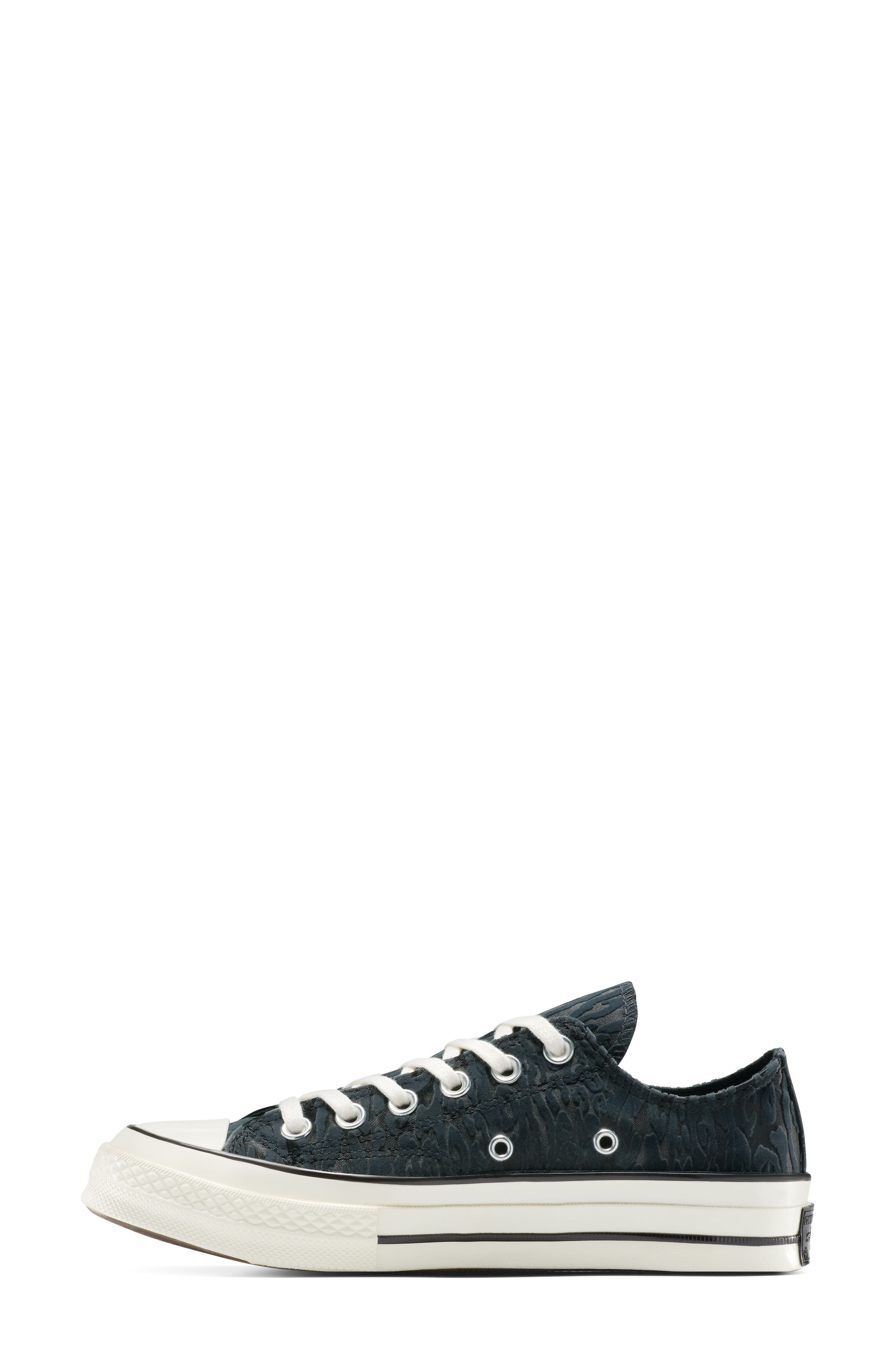 Converse Gender Inclusive Chuck 70 Leopard Flocked Satin Low Top Sneaker, Alternate, color, Black/ Total Eclipse/ Egret
