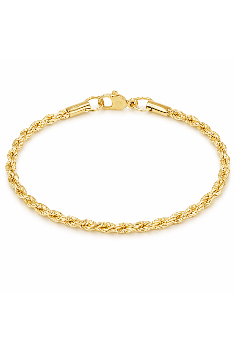 Sterling Silver Gold-Plated Rope Bracelet, Main, color, Gold