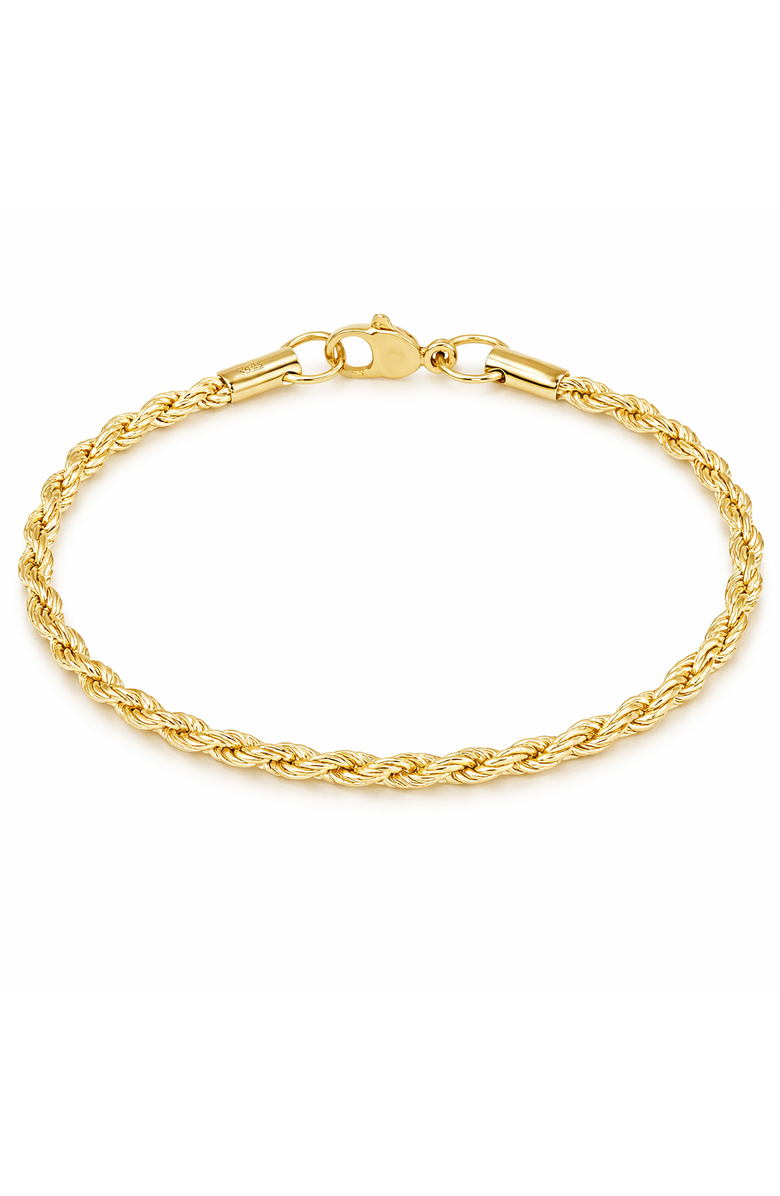 Donatello Gian Sterling Silver Gold-Plated Rope Bracelet, Main, color, Gold