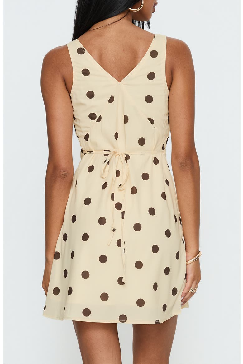 Nellie Polka Dot Sleeveless Minidress, Alternate, color, LEMON/ BROWN POLKADOT