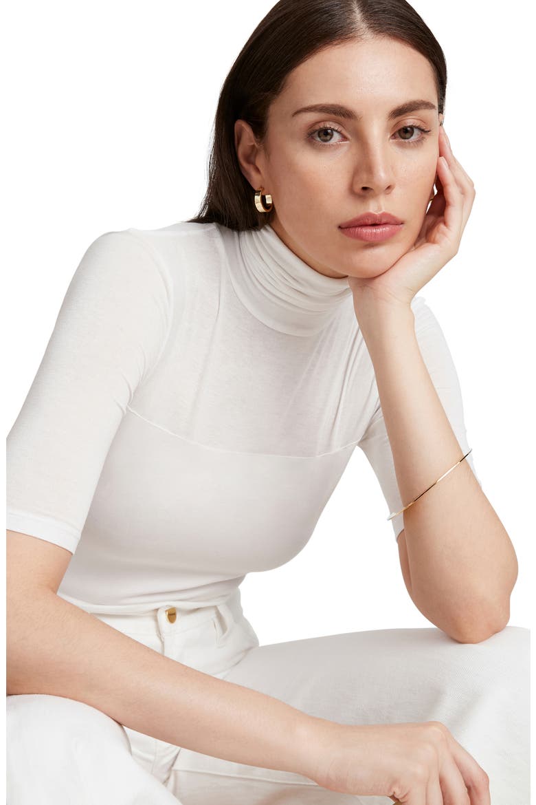 Niko Jersey Turtleneck Top, Alternate, color, OFF WHITE
