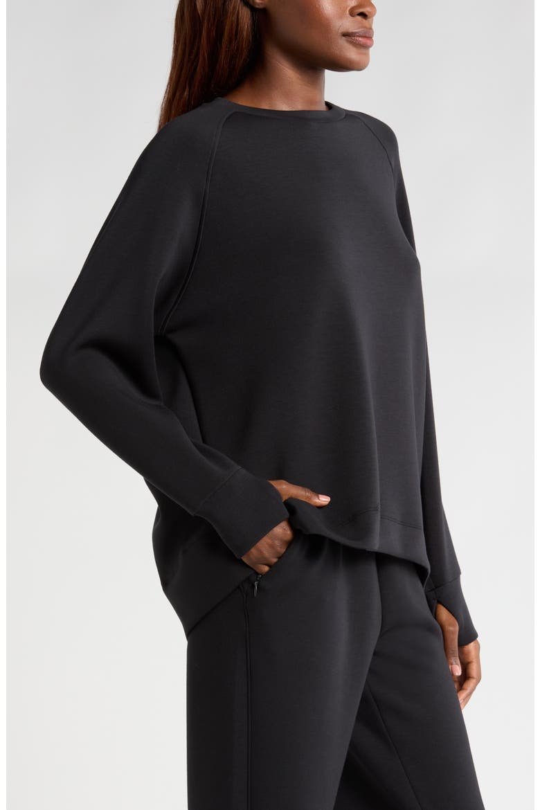 Soft Scuba Knit Oversize Crewneck Sweatshirt, Alternate, color, BLACK