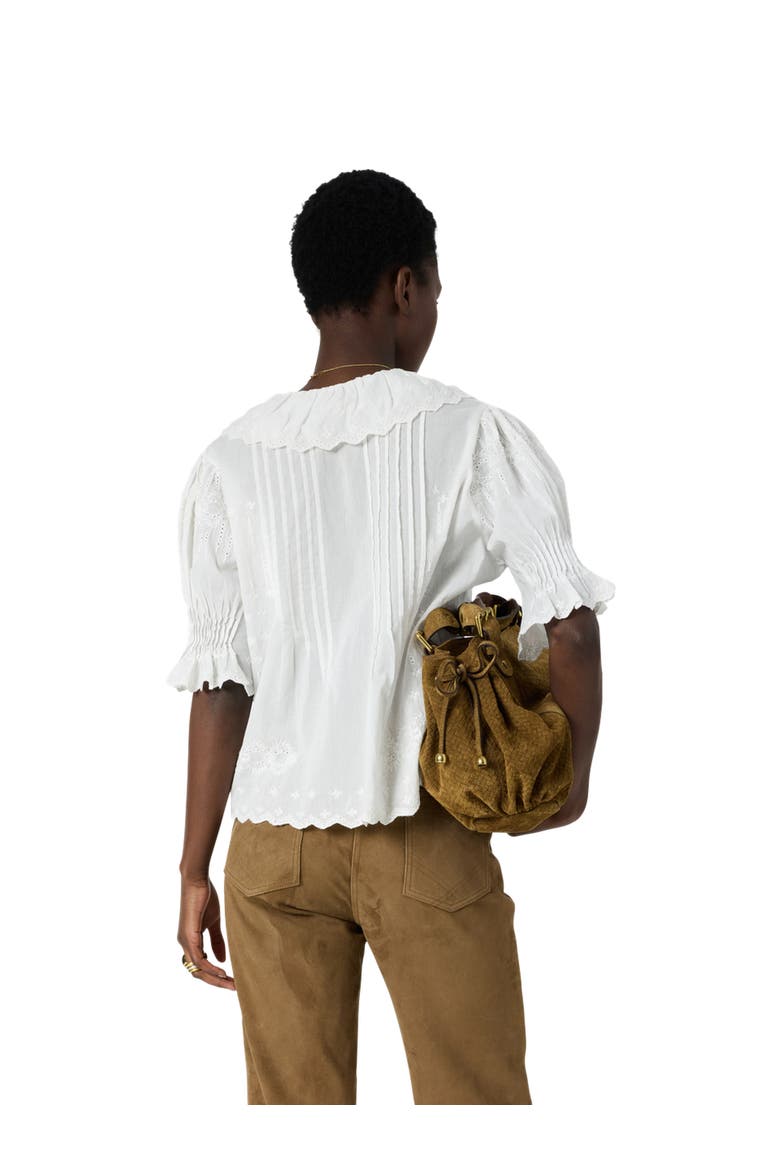Ceylia Embroidered Ruffle Detail Shirt, Alternate, color, White