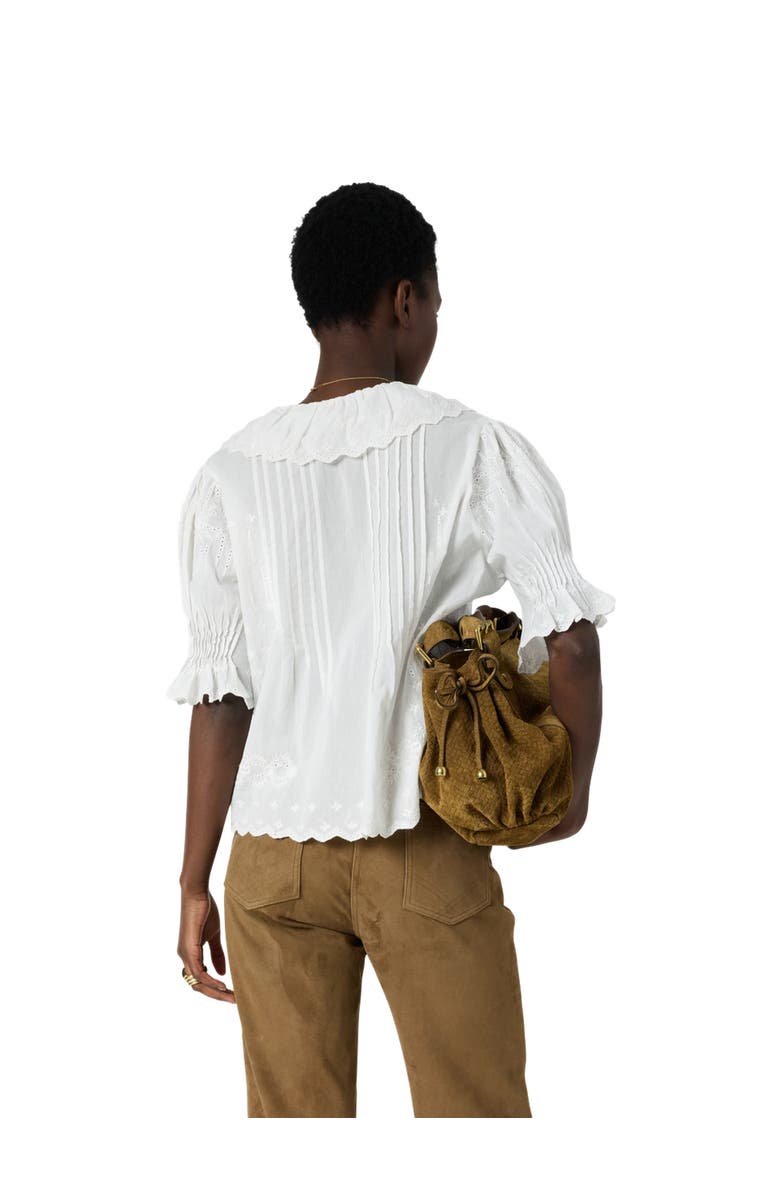 GERARD DAREL Ceylia Embroidered Ruffle Detail Shirt, Alternate, color, White