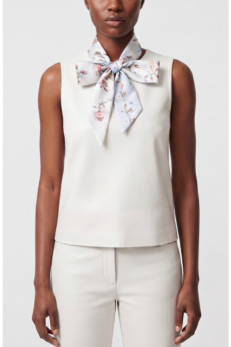 Silk Skinny Scarf Dawn Garden, Alternate, color, White