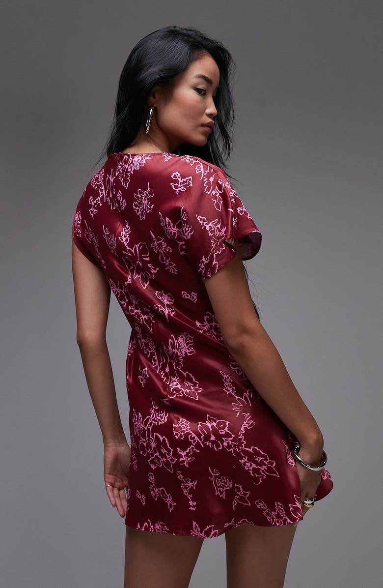 Floral Cowl Neck Satin Minidress