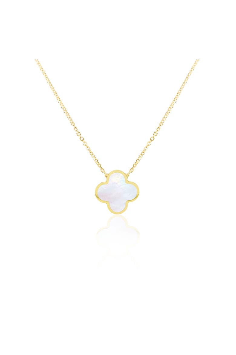 Extra Large Mother of Pearl Single Clover Necklace, Main, color, Mother of Pearl