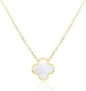 The Lovery Fine Jewelry Extra Large Mother of Pearl Single Clover Necklace