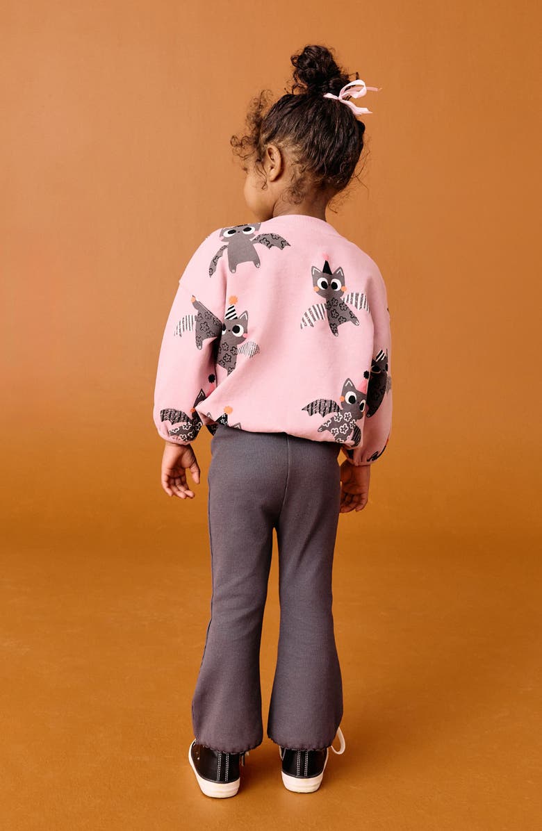 NEXT Kids' Bat Print Graphic Sweatshirt & Flare Leggings Set, Alternate, color, Pink