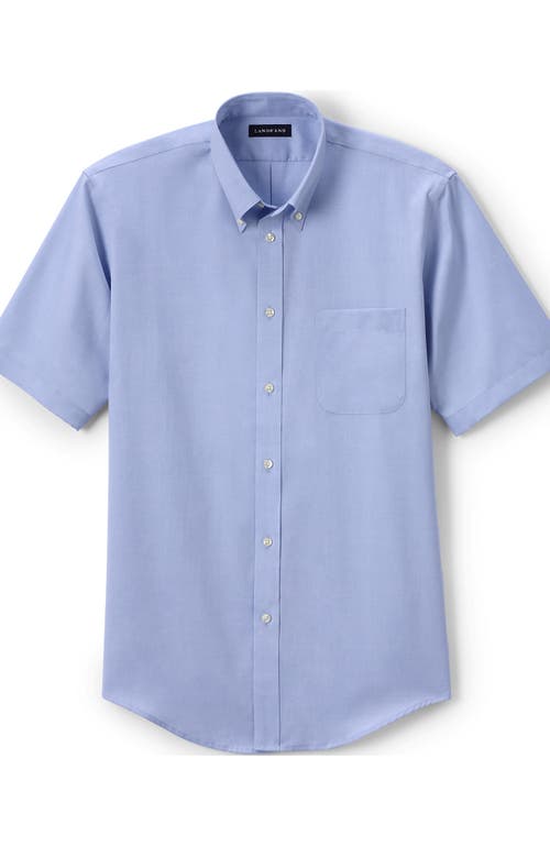 Lands' End School Uniform  Short Sleeve No Iron Pinpoint Dress Shirt In Blue