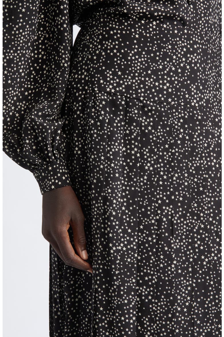 Starry Silk Crêpe de Chine Skirt, Alternate, color, BLACK/ CREAM
