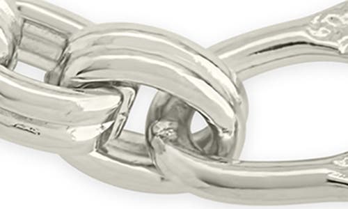 Sterling Forever Rhodium Plated Tegan Textured Long Link Bracelet In Silver