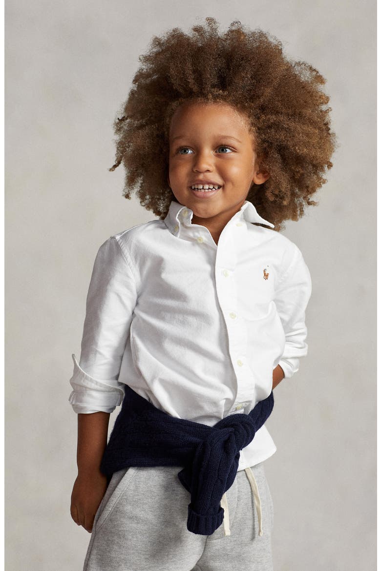 Kids' Oxford Cotton Button-Down Shirt, Alternate, color, WHITE