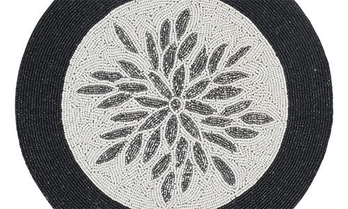 Tiramisu Beaded Placemat In Ivory/black