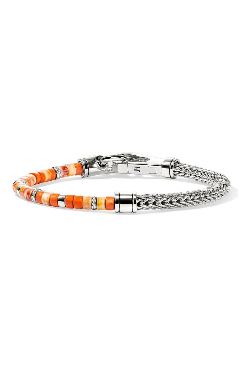 Heishi Bead Bracelet, Main, color, SILVER