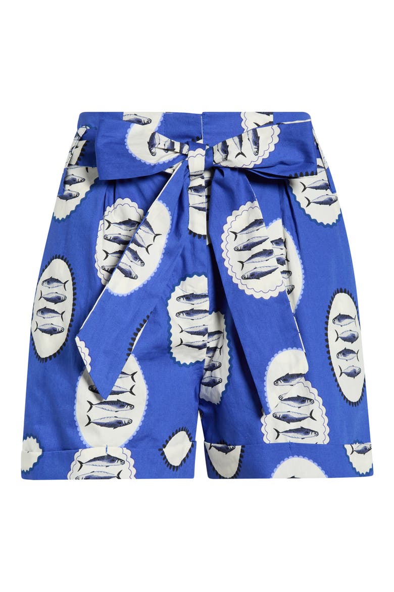 Rumi Town Pompom Cotton Shorts, Alternate, color, NAVY-CRM-BLK