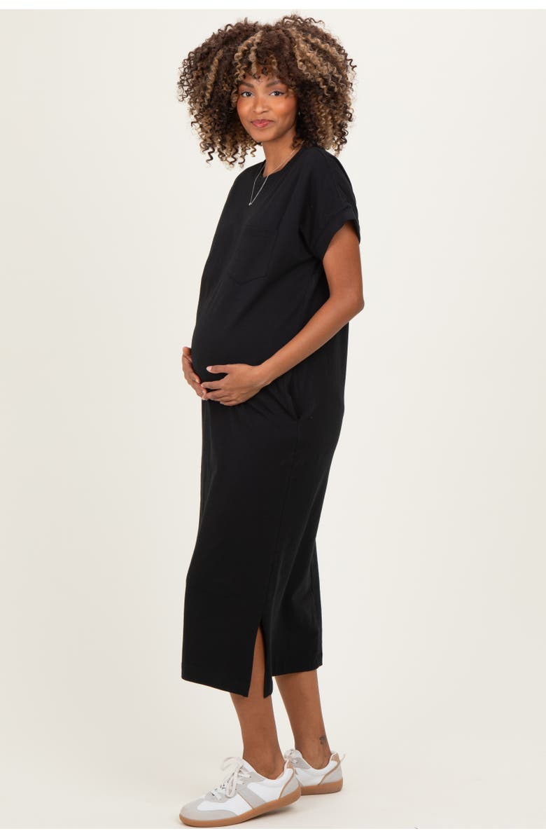 PinkBlush Pocket Front Midi T-Shirt Dress, Alternate, color, Black