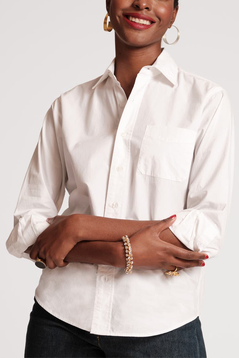 Perfect White Button Down Cotton Poplin, Alternate, color, White