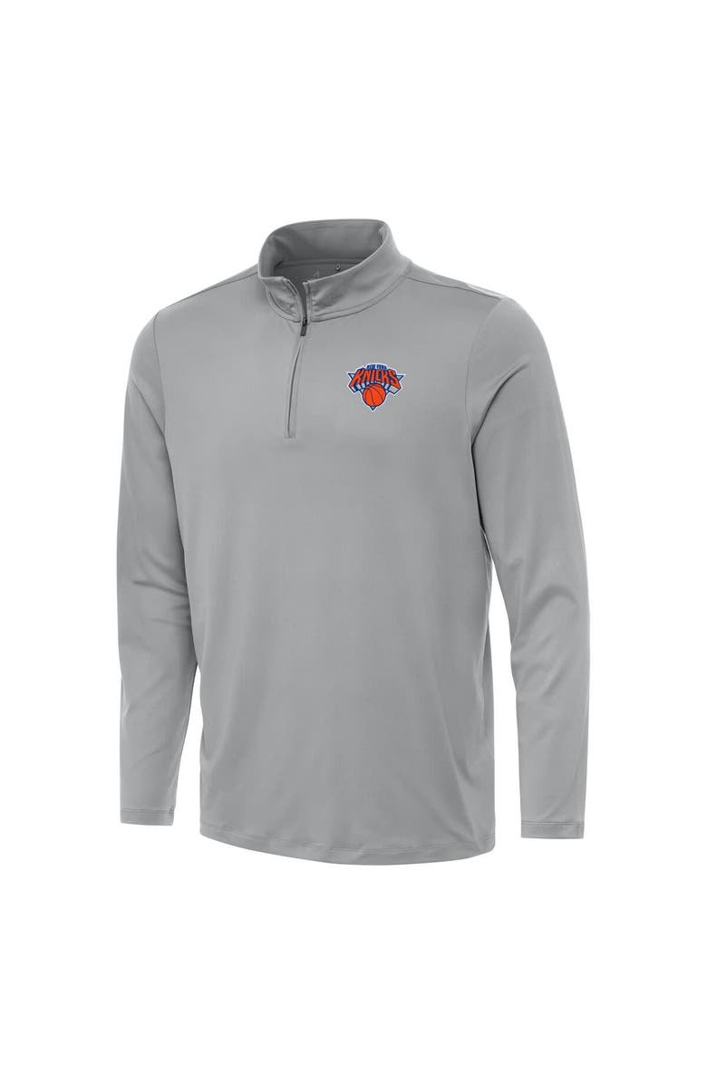 ANTIGUA Men's Antigua Gray New York Knicks Reprocess Quarter-Zip Top, Main, color, Gray