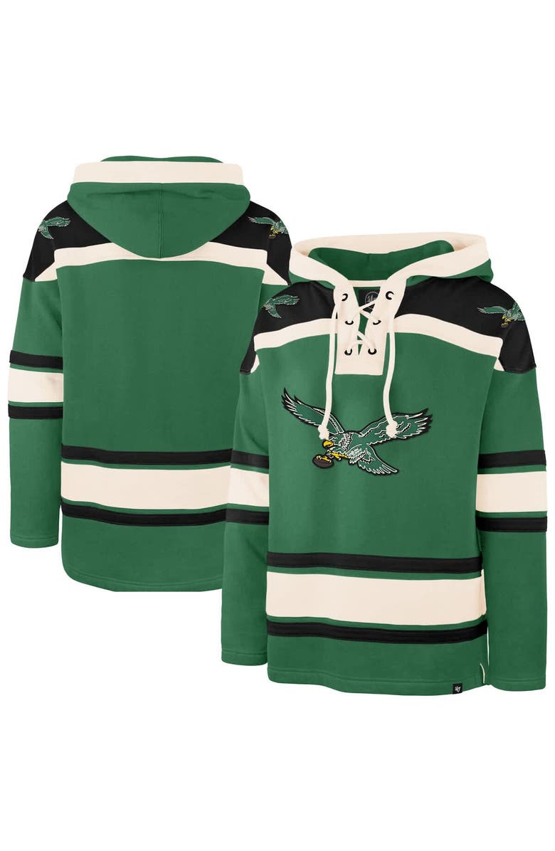 '47 Men's '47 Kelly Green Philadelphia Eagles Throwback Superior Lacer Hoodie, Alternate, color, Kelly Green