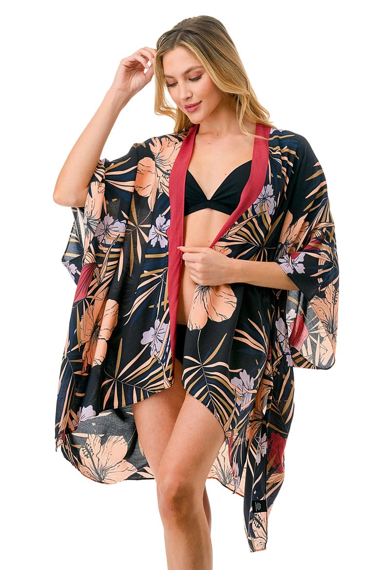 Floral Print Topper, Alternate, color, BLACK