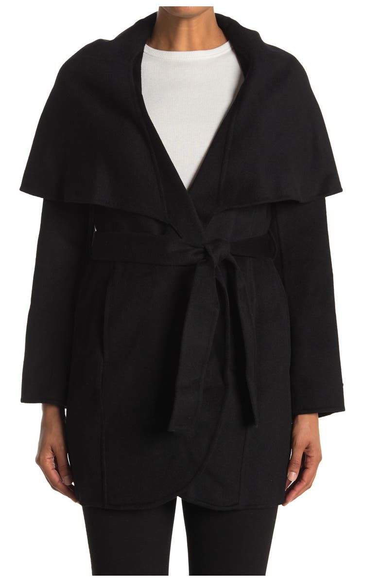 Tahari Marilyn Shawl Collar Tie Waist Wool Blend Coat, Main, color, 