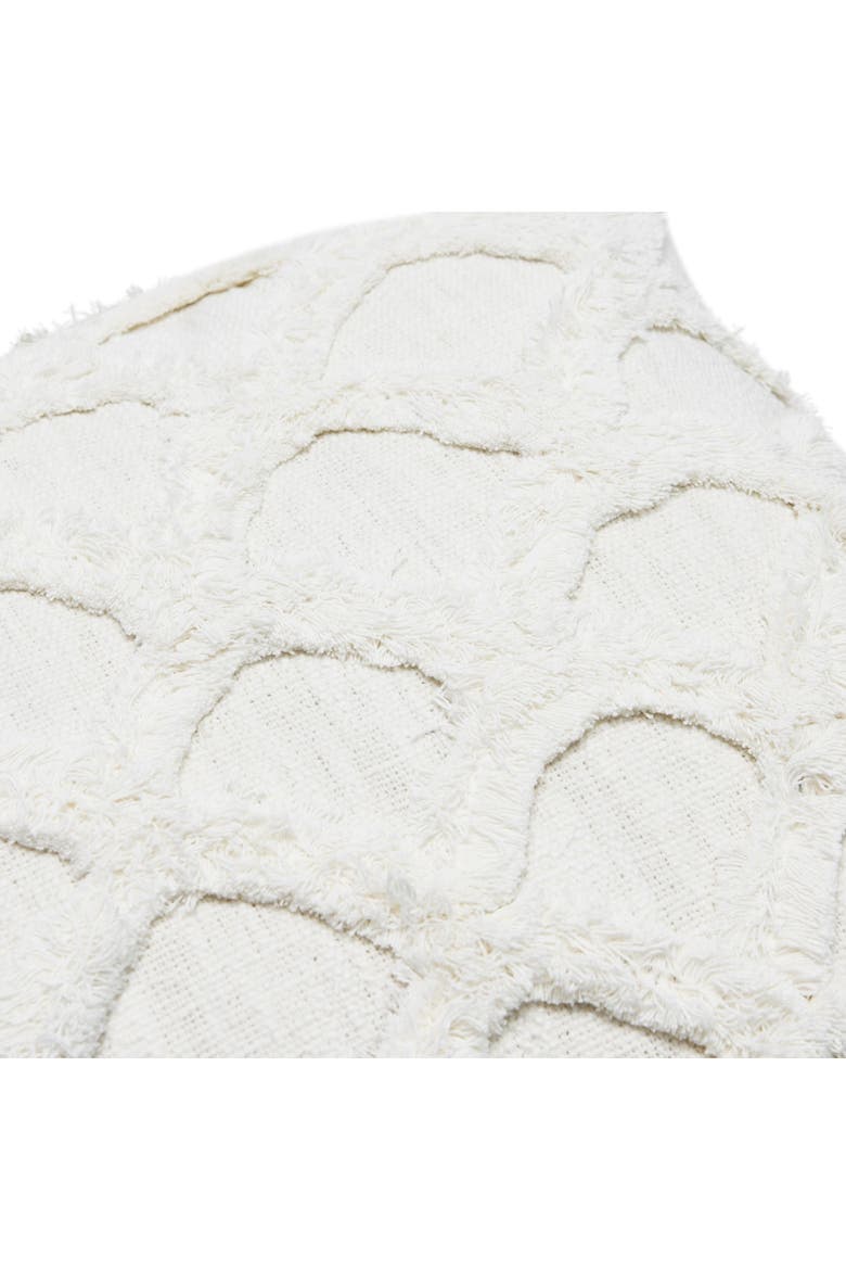 Cotton Tufted Chenille Pillow with Scallop Pattern, White, Alternate, color, White