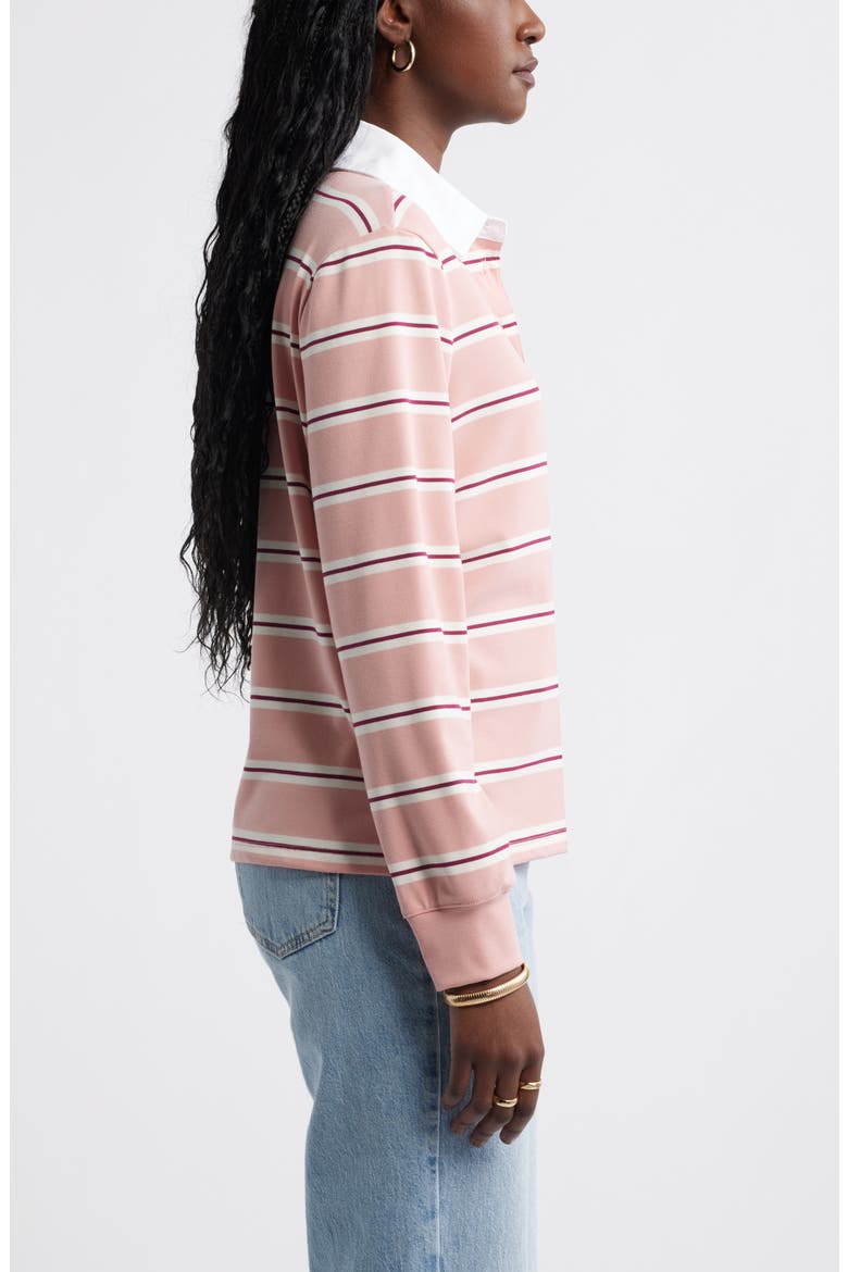 Stripe Long Sleeve Rugby Polo, Alternate, color, PINK EMILIA STRIPE