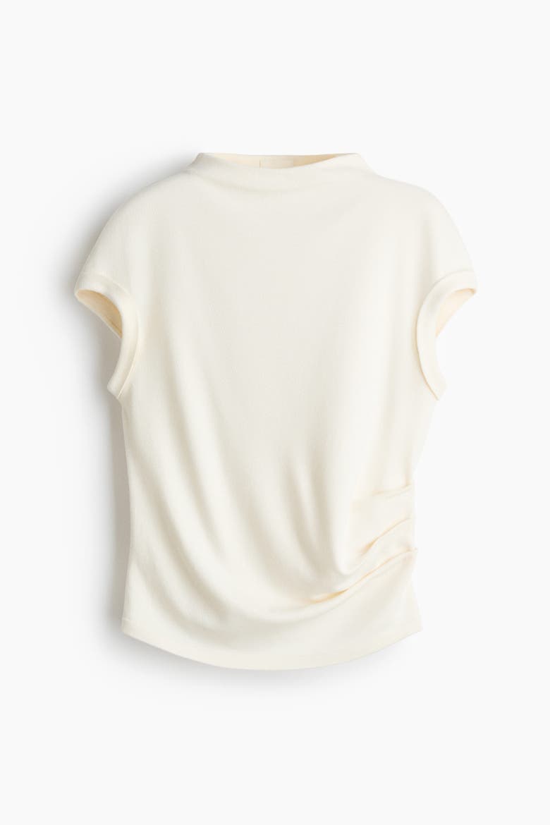 Draped Fine-knit Top, Alternate, color, White