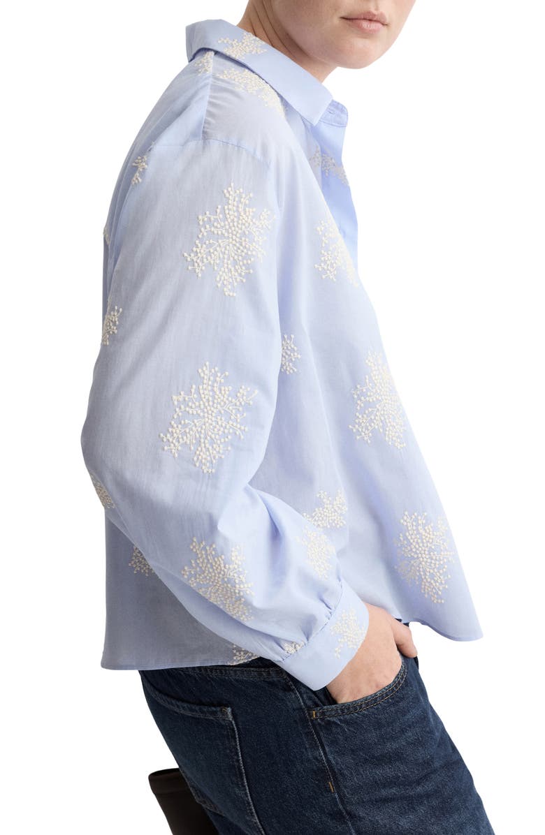 MANGO Floral Embroidered Button-Up Shirt, Alternate, color, 