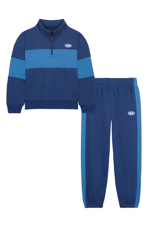 Kids' Colorblocked Quarter Zip Pullover and Pants Set
