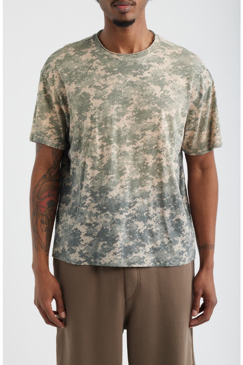Slub Print Cotton Crewneck T-Shirt, Main, color, DIGI CAMO