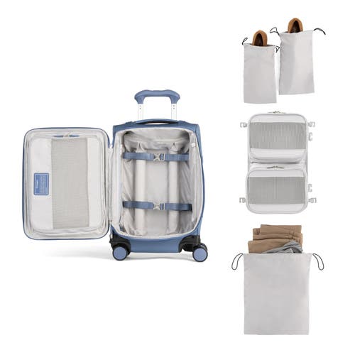 Travelpro Versapack + Lightweight Softside Expandable 20" Compact Carry On Spinner Luggage In Elemental Blue