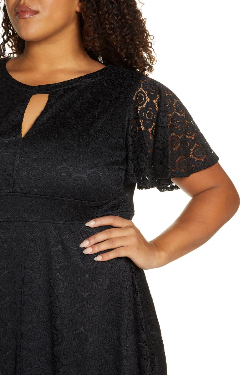 Kiyonna Middleton Ruffle Hem Lace Dress, Alternate, color, 