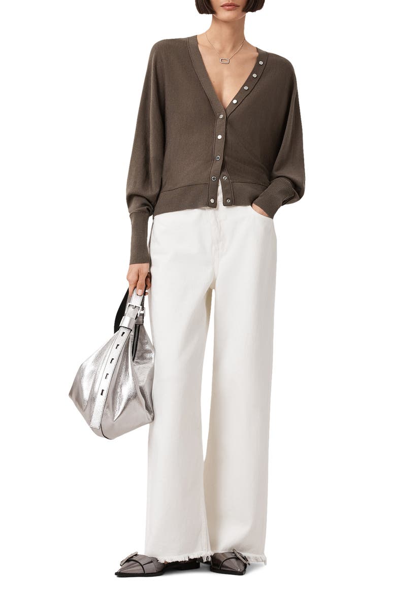 Honor V Merino Wool Cardigan, Alternate, color, WALNUT BROWN