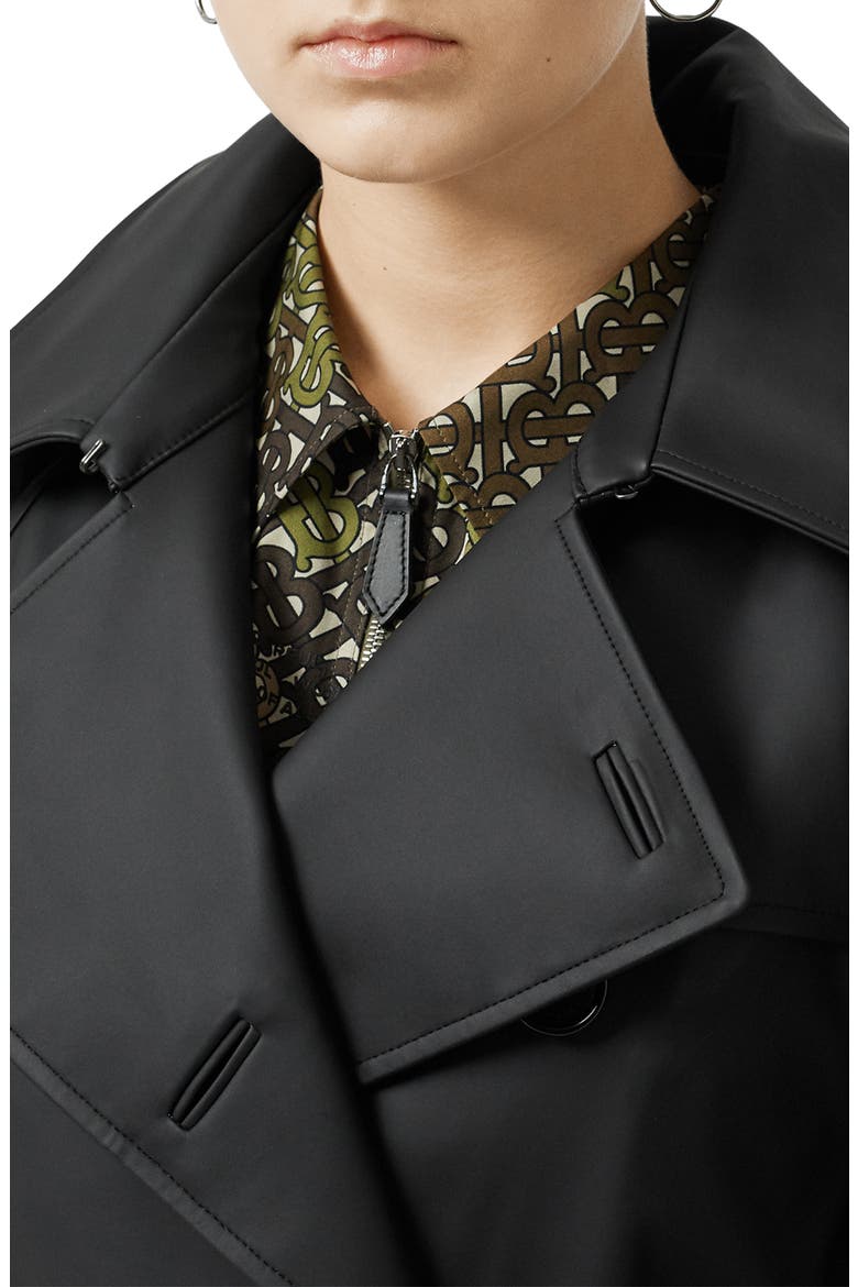 Crostwick Side Slit Tropical Gabardine Trench Coat, Alternate, color, BLACK