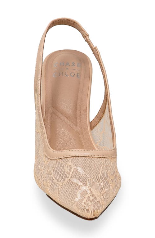 Chase & Chloe Chase And Chloe Bethany Floral Lace Slingback Pump In Neutral