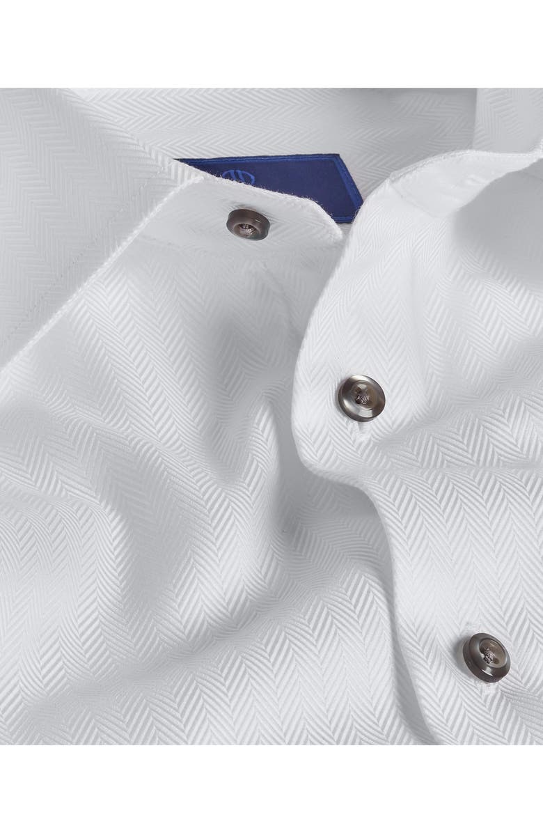 David Donahue Trim Fit Solid Herringbone Dress Shirt, Alternate, color,