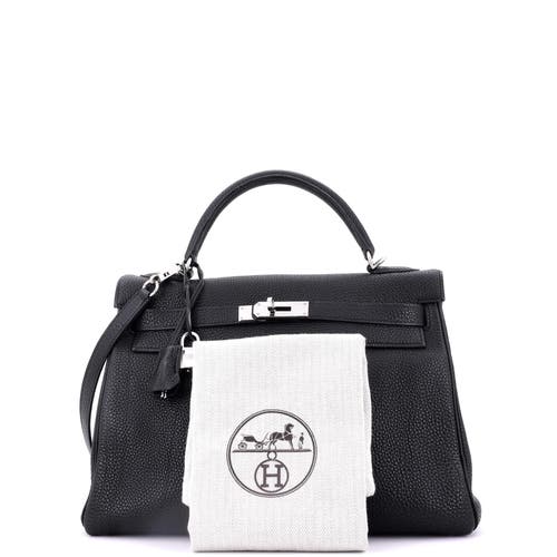 Pre-owned Hermes Hermes Kelly Handbag Black Togo With Palladium Hardware 32 In Black