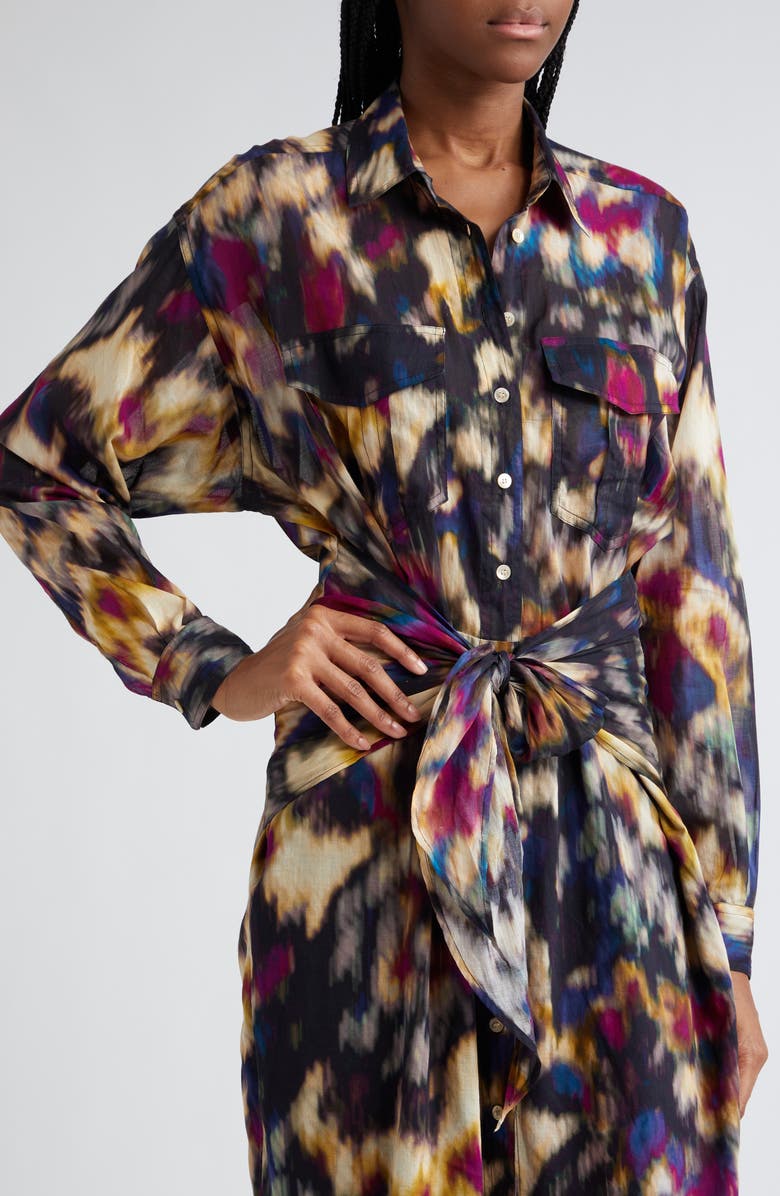 Isabel Marant Étoile Nesly Tie Front Long Sleeve Shirtdress, Alternate, color, 