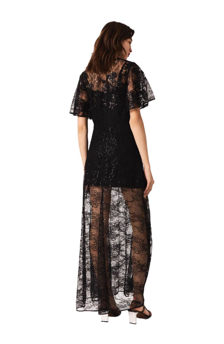 maje Lace maxi dress, Alternate, color, Black